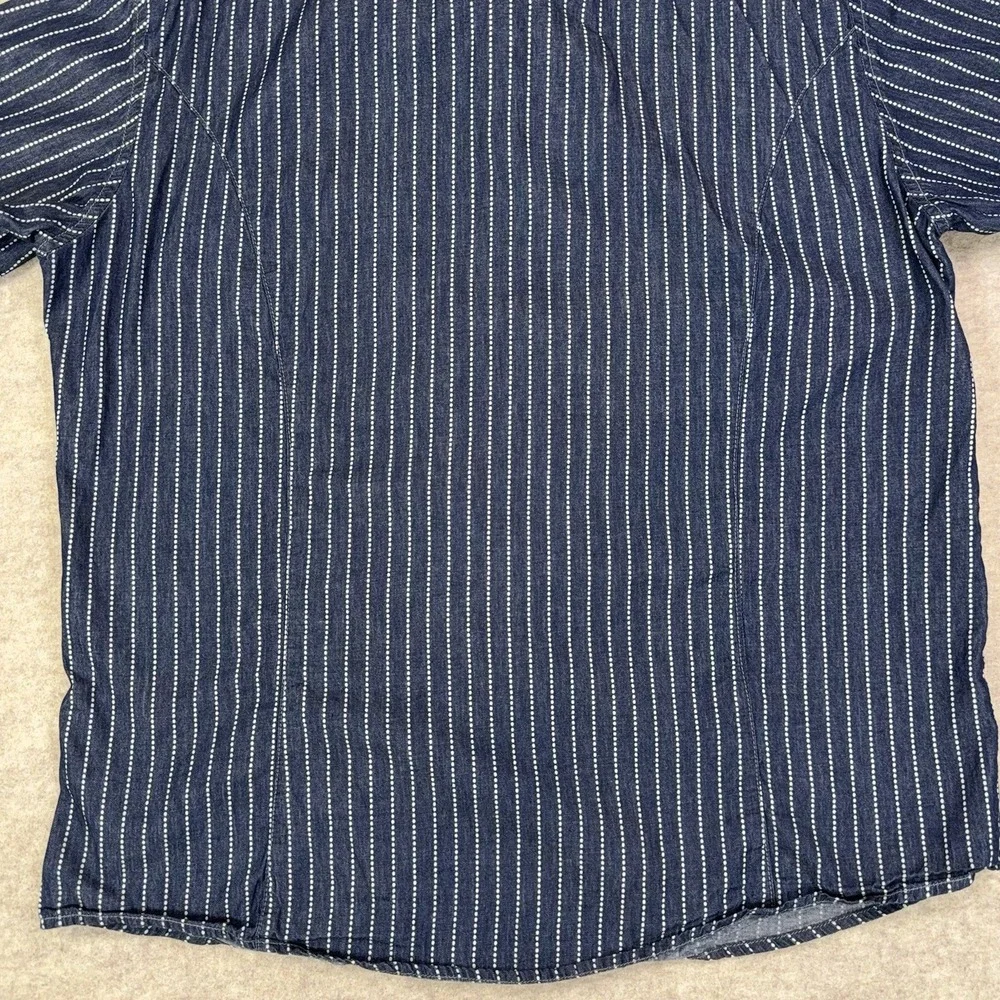 LC King Wabash Stripe Short Sleeve Shirt Mens XXL Blue Workwear USA Made Denim